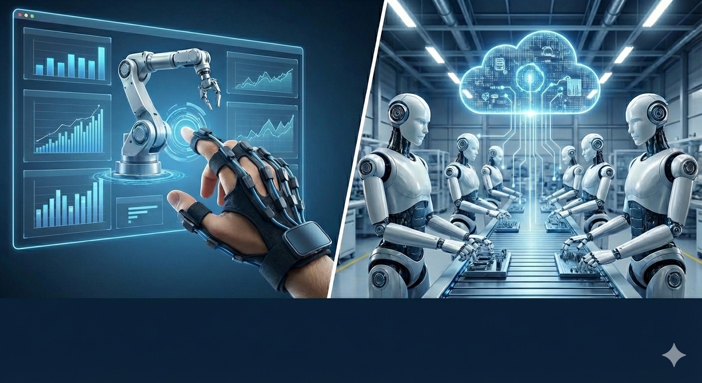 Humanoide Roboter, Fließband, Tech, Monitor